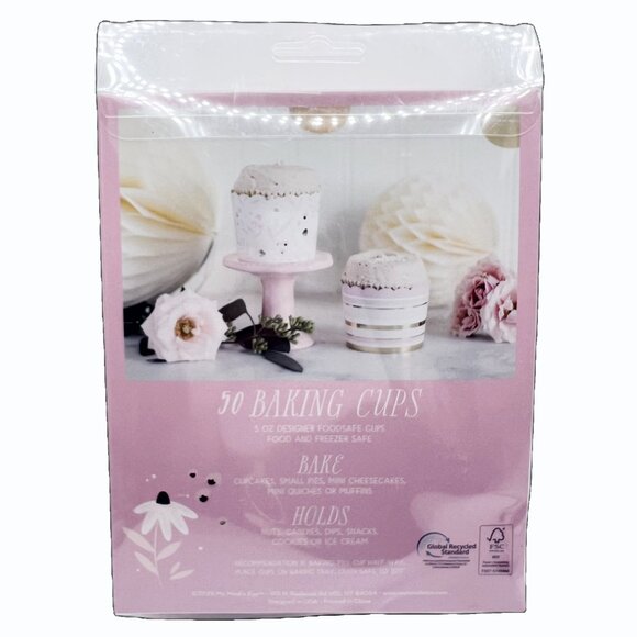 NEW My Minds Eye Gold Foiled Daisies and Stripes Baking Cups - 50 Count - Picture 4 of 4